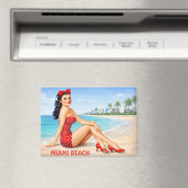 Retro 1950s Art Deco Beach Souvenir マグネット (インサイチュ (食洗機))