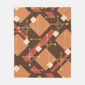 Retro 1950s Art Diamonds Brown Orange フリースブランケット (正面)