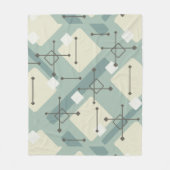 Retro 1950s Art Diamonds Sage Green フリースブランケット (正面)