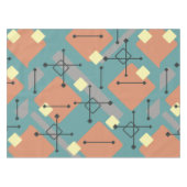 Retro 1950s Art Diamonds Teal Orange テーブルクロス (正面(横))