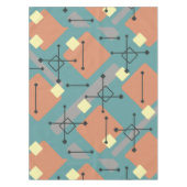 Retro 1950s Art Diamonds Teal Orange テーブルクロス (正面)