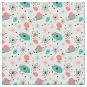 Retro 1950s Atomic Starburst & Orbiting Atoms  ファブリック (クローズアップ)