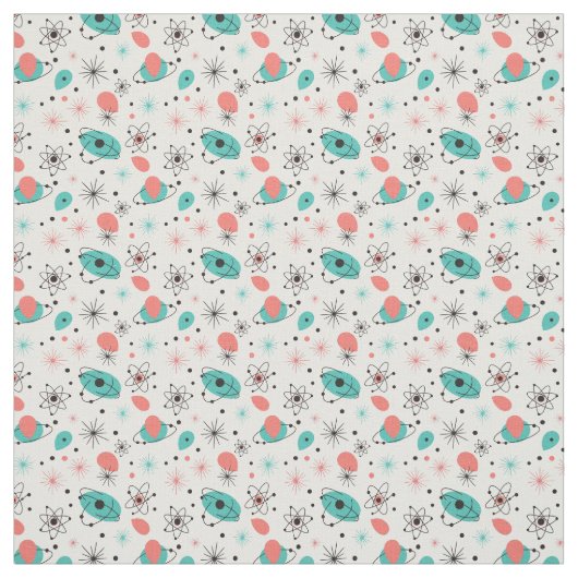 Retro 1950s Atomic Starburst & Orbiting Atoms  ファブリック (見本)