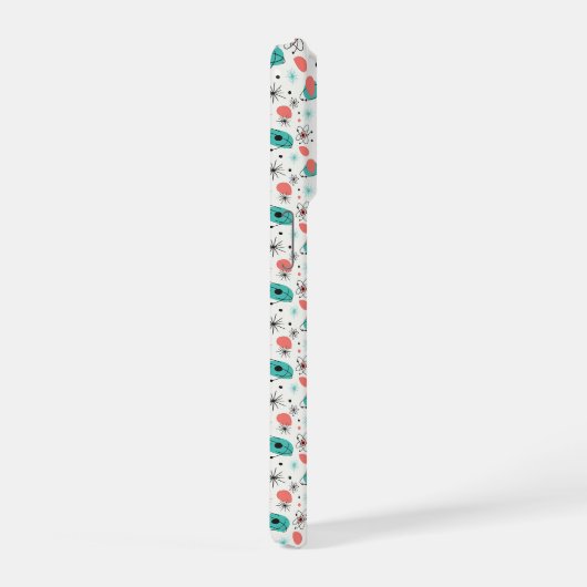 Retro 1950s Atomic Starburst & Orbiting Atoms iPhoneケース (右側面)