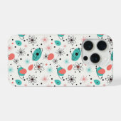 Retro 1950s Atomic Starburst & Orbiting Atoms(L) iPhoneケース (裏面横)