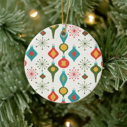 Retro 1950s Baubles Pattern Christmas Decor セラミックオーナメント (ツリー)