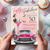 Retro 1950's Fifty & Fabulous Glam 50th Birthday 招待状