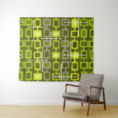 Retro 1950s Geometric Pattern Chartreuse タペストリー (インサイチュ(横))