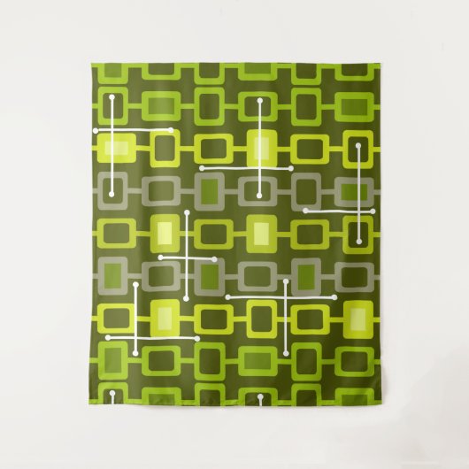 Retro 1950s Geometric Pattern Chartreuse タペストリー (正面)