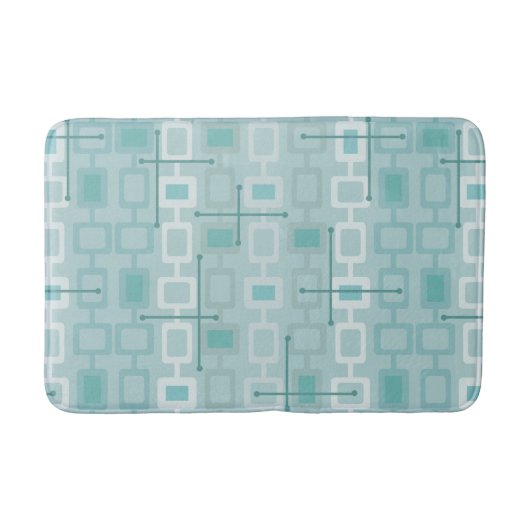 Retro 1950s Geometric Pattern Mint バスマット (正面)