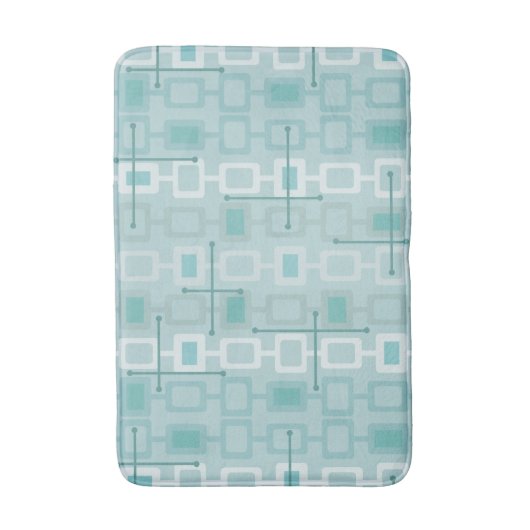 Retro 1950s Geometric Pattern Mint バスマット (正面縦)