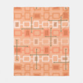 Retro 1950s Geometric Pattern Orange フリースブランケット (正面)