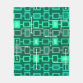 Retro 1950s Geometric Pattern Turquoise フリースブランケット (正面)