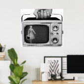 Retro 1950s Portable TV Mid-Century ポスター (ホームオフィス)