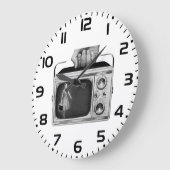 Retro 1950s Portable TV Mid-Century ラージ壁時計 (傾斜)