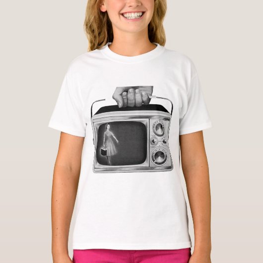 Retro 1950s Portable TV Mid-Century Tシャツ (正面)
