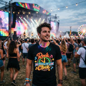 Retro 1950s Rock Around The Clock Music トライブレンドＴシャツ