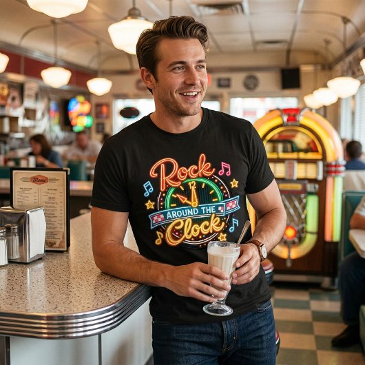 Retro 1950s Rock Around The Clock Music トライブレンドＴシャツ