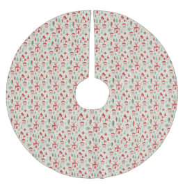 Retro 1950s Santa & Reindeer Mid-Century Christmas ブラッシュドポリエステルツリースカート