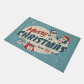 Retro 1950's Style Christmas Family Vintage ドアマット (アングル)