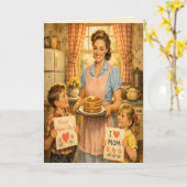 Retro 1950s-Style Mother's Day Greeting Card カード (黄色い花)