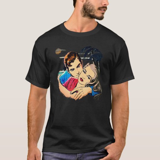 Retro 1950s True Romance Novel Cover Rockabilly Cl Tシャツ (正面)