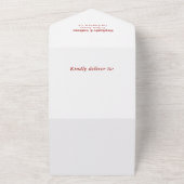 Retro 1950s Wavy Edge Dark Red Wedding オールインワン招待状 (外側)