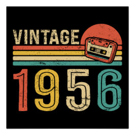 Retro 1956 Birthday Idea Music Cassette Tape Bday ポスター