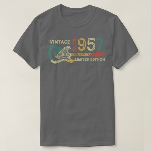 Retro 1957 birthday gift for men Guitar Player 65t Tシャツ (デザイン正面)