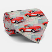 Retro 1957 Corvette on road map ネクタイ (ロール)