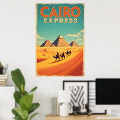 Retro 1960s Egypt : Vintage Cairo Express Poster ポスター (ホームオフィス)