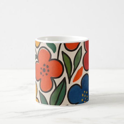 Retro 1960s Style Floral Pattern コーヒーマグカップ (中央)