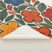 Retro 1960s Style Floral Pattern シェルパブランケット (3/4)