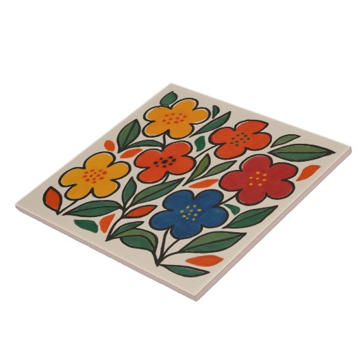 Retro 1960s Style Floral Pattern タイル (側面)