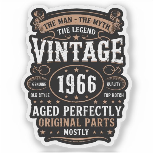Retro 1966 Birthday The Man The Legend 60th Bday   シール (正面)