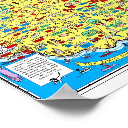 Retro 1966 Ohio Department of Highways map ポスター (角)