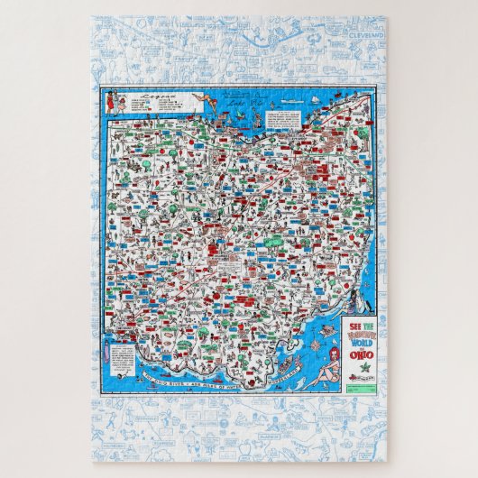 Retro 1966 Ohio map jigsaw puzzle ジグソーパズル (縦)