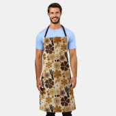 Retro 1970s Floral Graphic エプロン (着用した状態)