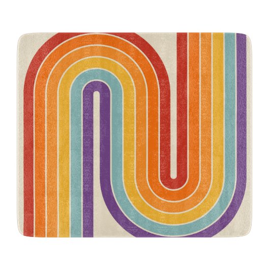 Retro 1970s Style Arched Stripes Geometric Pattern カッティングボード (正面)