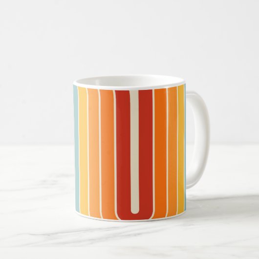 Retro 1970s Style Arched Stripes Geometric Pattern コーヒーマグカップ (正面右)