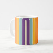 Retro 1970s Style Arched Stripes Geometric Pattern コーヒーマグカップ (正面左)