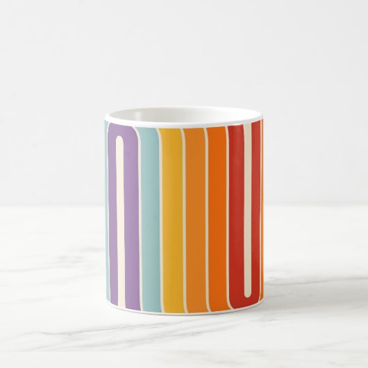 Retro 1970s Style Arched Stripes Geometric Pattern コーヒーマグカップ (中央)