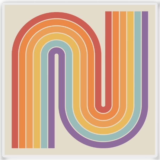 Retro 1970s Style Arched Stripes Geometric Pattern シール (正面)