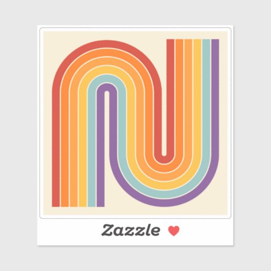 Retro 1970s Style Arched Stripes Geometric Pattern シール (シート)