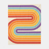 Retro 1970s Style Arched Stripes Geometric Pattern フリースブランケット (正面)