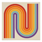 Retro 1970s Style Arched Stripes Geometric Pattern ポスター (正面)