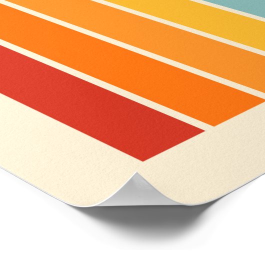 Retro 1970s Style Arched Stripes Geometric Pattern ポスター (角)