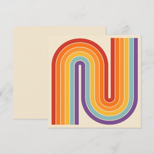 Retro 1970s Style Arched Stripes Geometric Pattern 招待状 (正面/裏面)
