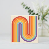 Retro 1970s Style Arched Stripes Geometric Pattern 招待状 (スタンド正面)