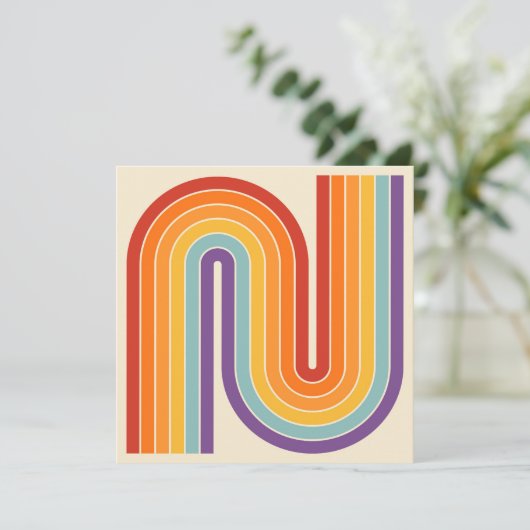 Retro 1970s Style Arched Stripes Geometric Pattern 招待状 (スタンド正面)